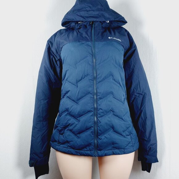 Columbia Women's Navy Blue Omni-Tech Trek Down Long Sleeve Puffer Jacket Size L - Picture 2 of 12